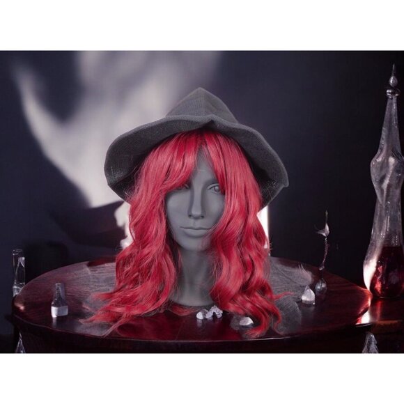 Black Knit Witch Hat - Soft Point Brim - New - Witchcore Cottagecore Pagan - Picture 4 of 9